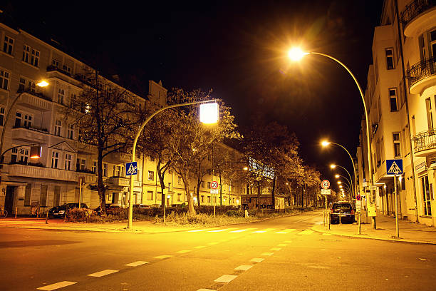 istock Wichertstrasse in Berlin at night 525499133