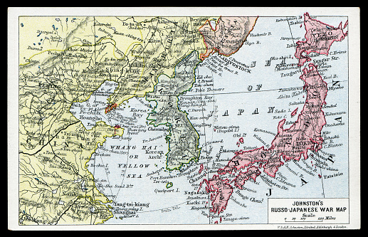 Johnston's Russo Japanese War Map postcard.
