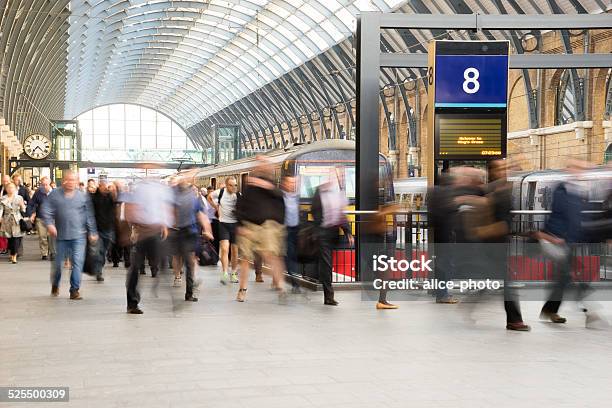 London Train Tube Station Blur People Movement In Rush Hour Stock Photo - Download Image Now