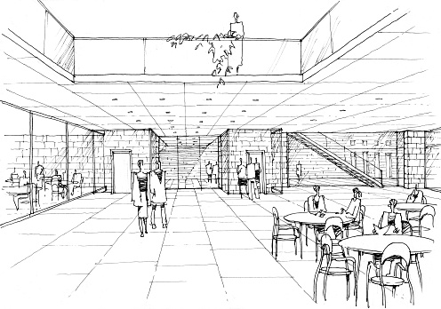 cafe interior - architectural drawing - 1