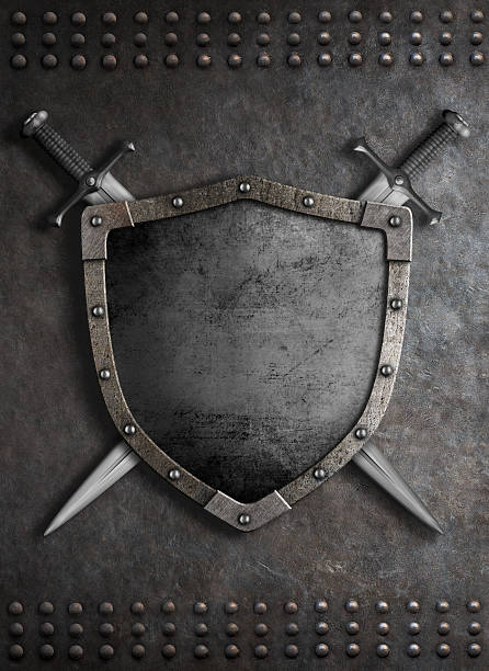 istock medieval shield with two crossed swords 3d illustration 525501750