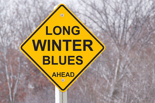 Long Winter Blues Ahead Road Sign