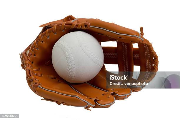 Leather Baseball Glove And White Ball Stock Photo - Download Image Now - Cut Out, Softball - Ball, Softball - Sport