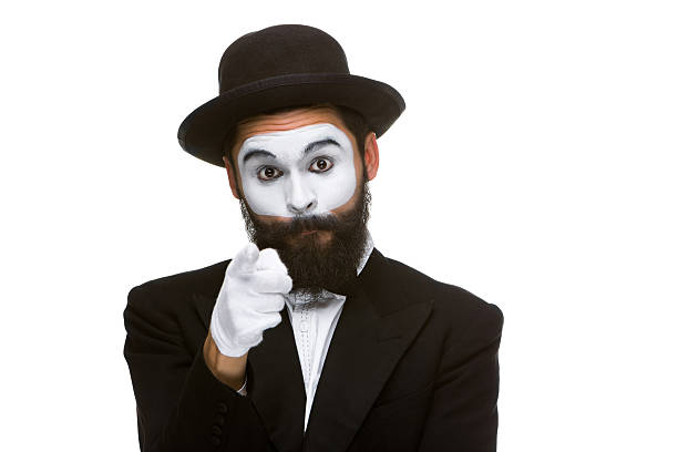 istock Portrait of mime with pointing finger 525511993