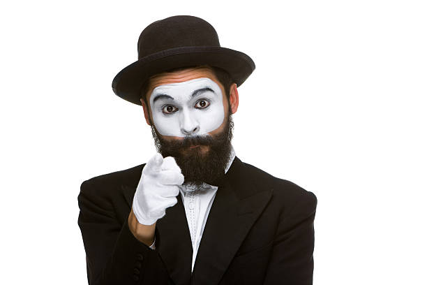 portret mime z palcem wskazującym - face paint human face mask carnival zdjęcia i obrazy z banku zdjęć