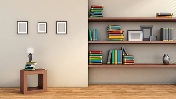 istock Modern interior composition with blank pictures on wal, vase 525524325