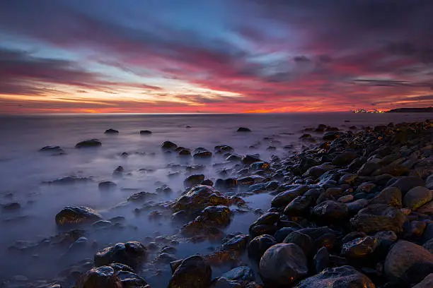 Rocky shore of Maspalomas - Canary Islands at twilight