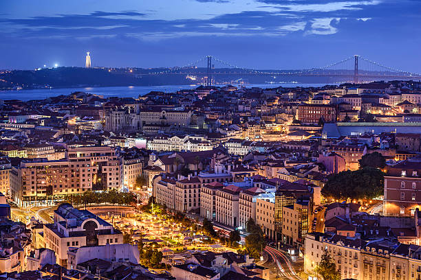 istock Lisbon, Portugal Skyline at Night 525526161