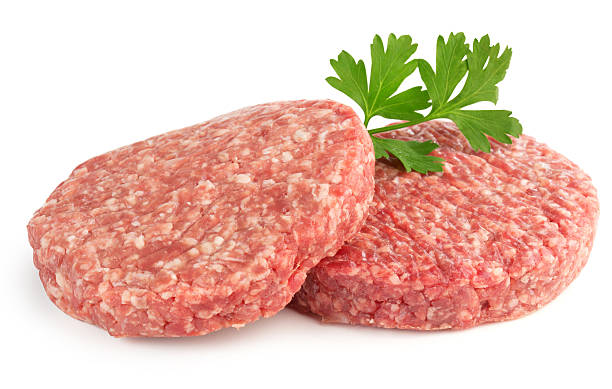 hamburger rondelles - butchers shop meatball raw beef photos et images de collection