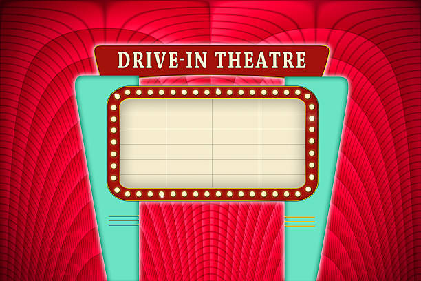 Drive in theater sign. Drive in theater. Vegas Sign stock illustrations