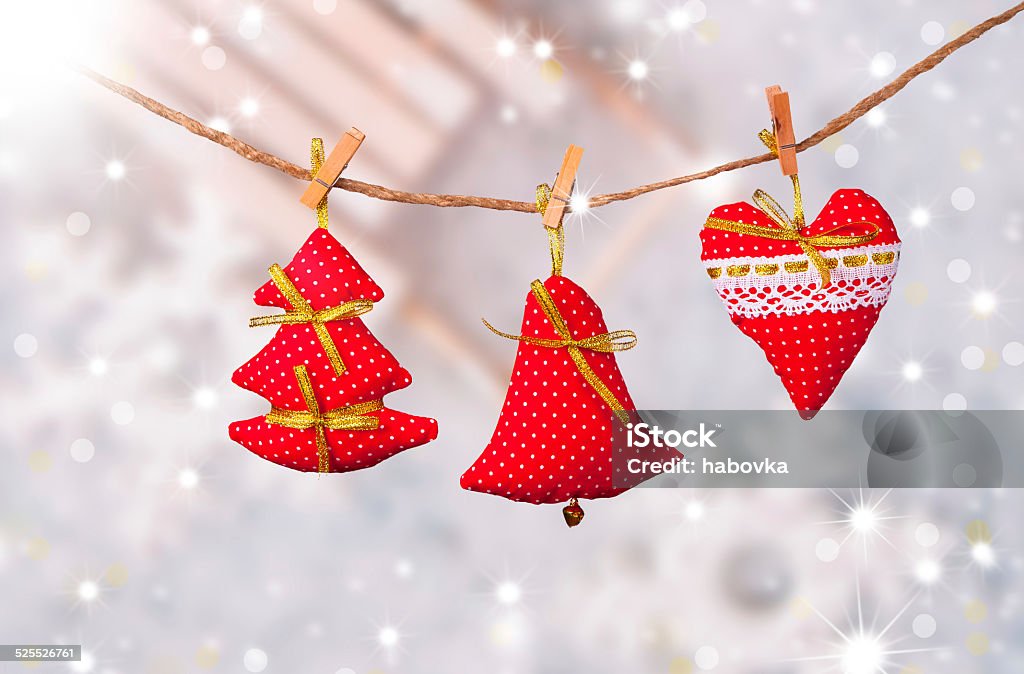 christmas Christmas textil decoration on line with abstract background. Celebration Stock Photo