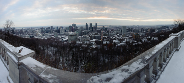 panorama photo of Montreal with the first snow