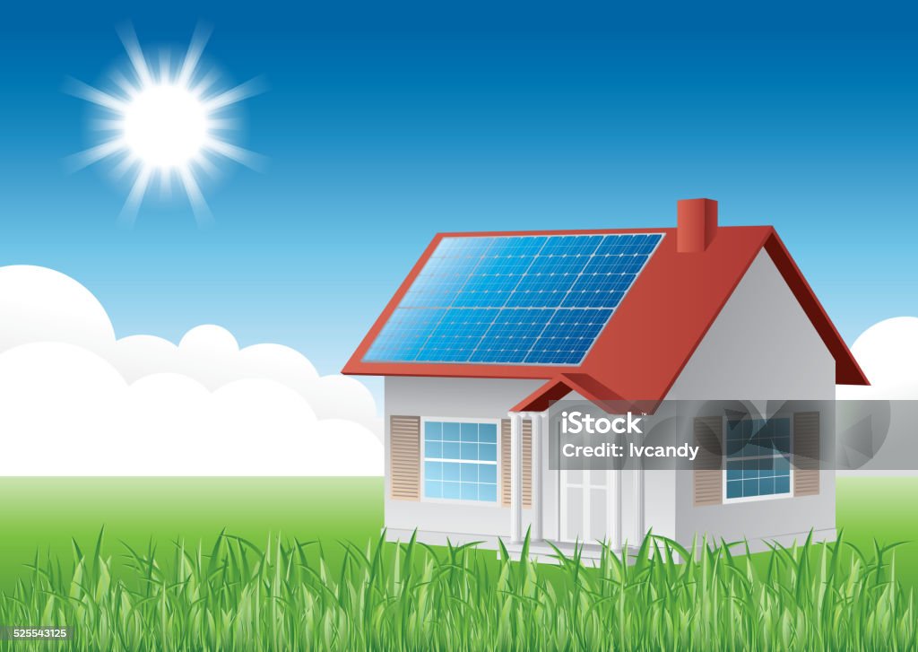 Solar house - arte vectorial de Panel Solar libre de derechos
