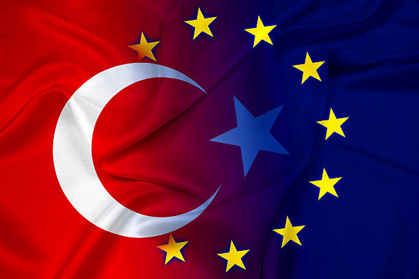 istock Waving Turkey and European Union Flag 525544569