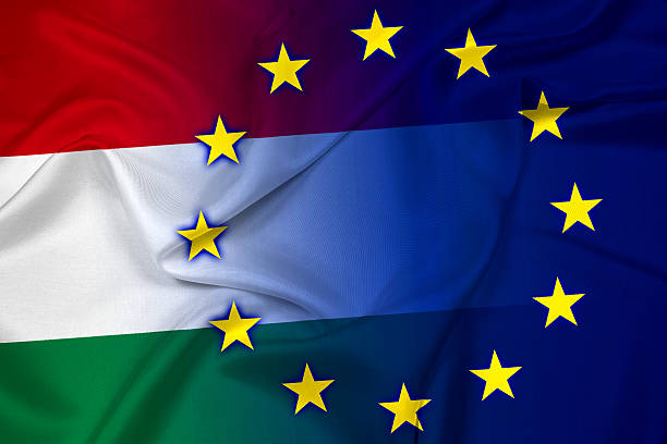 istock Waving Hungary and European Union Flag 525544883