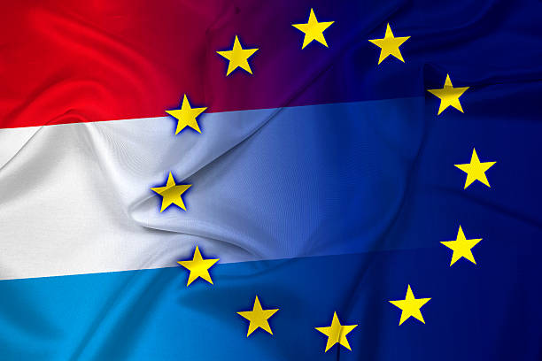 istock Waving Luxembourg and European Union Flag 525544907