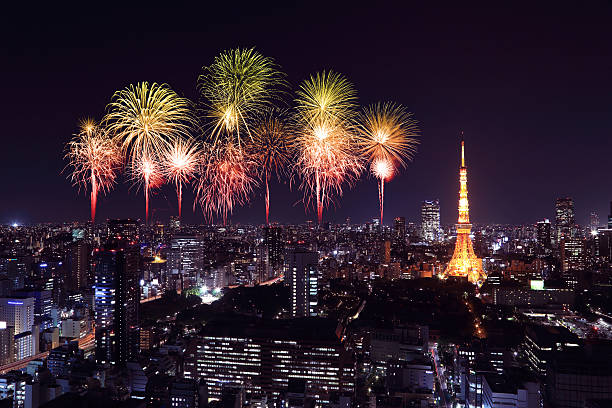 istock Fireworks celebrating over Tokyo cityscape at night 525545579