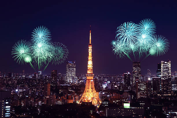 istock Fireworks celebrating over Tokyo cityscape at night 525545599