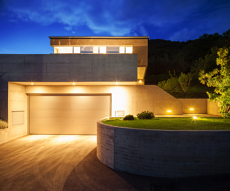 House of modern design, night view