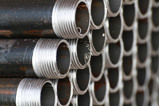 Closeup image of metal pipes.