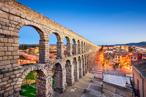 Segovia, Spain at the ancient Roman aqueduct.