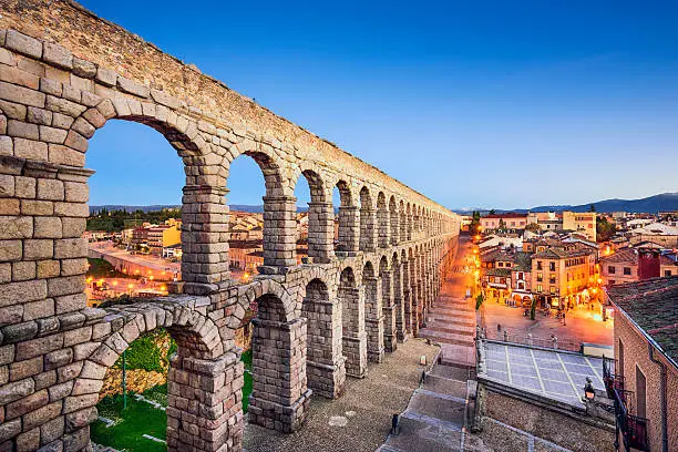 Segovia, Spain at the ancient Roman aqueduct.