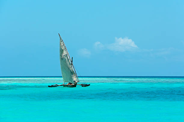 istock Wooden sailboat on water 525561197
