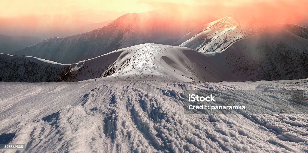 beauty of winter mountains Mountaineering- for the brave people that requires experience and knowledge to survive in the cold, thin air and the wind and the lack of visibility, the possibility of falling off a cliff Arctic Stock Photo