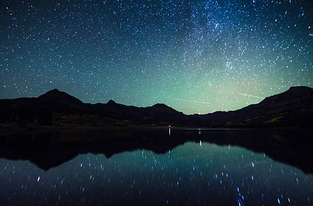 istock Milky way in the sky with Silhouette mountain. 525569631