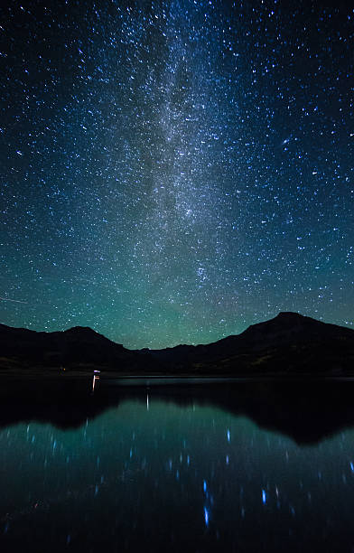 istock Milky way in the sky with Silhouette mountain. 525569633
