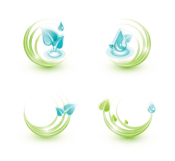 Set of four ecological icons vector art illustration