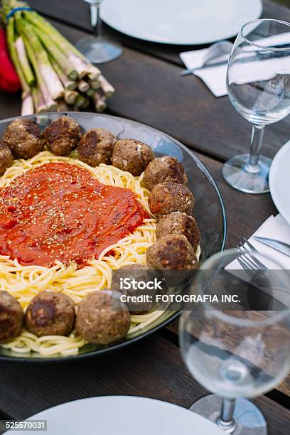 Spaghetti With Meatballs Stock Photo - Download Image Now - Basil, Beef, Cheese