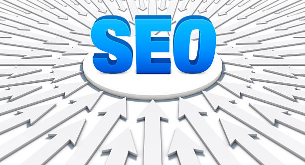istock Arrows pointing at word: SEO 525570067