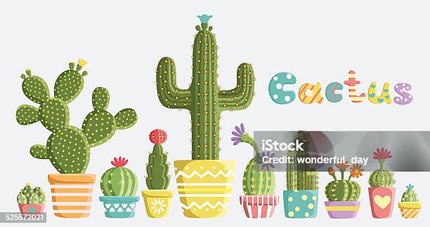 Set Of Cacti Stock Illustration - Download Image Now - Animals In The Wild, Backgrounds, Blossom