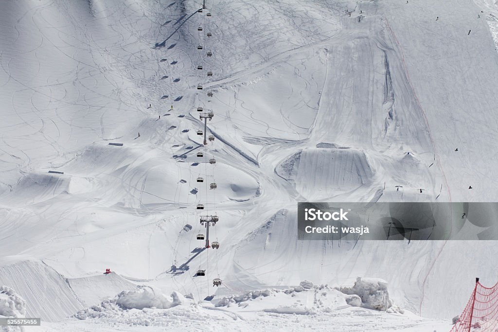 Snow park in mountain ski resort Snow park in mountain ski resort, Sochi, Russia Activity Stock Photo
