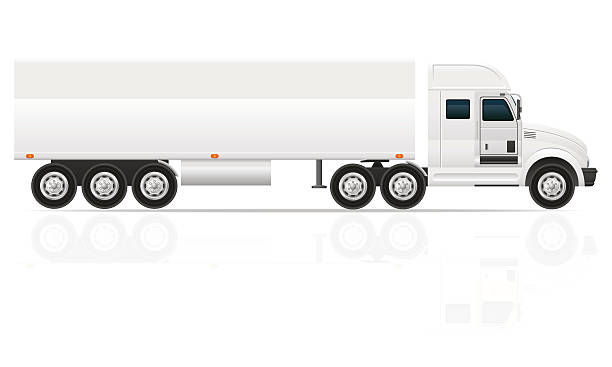 lkw-traktor für transport cargo-vektor-illustration - car side view truck truck driver stock-grafiken, -clipart, -cartoons und -symbole