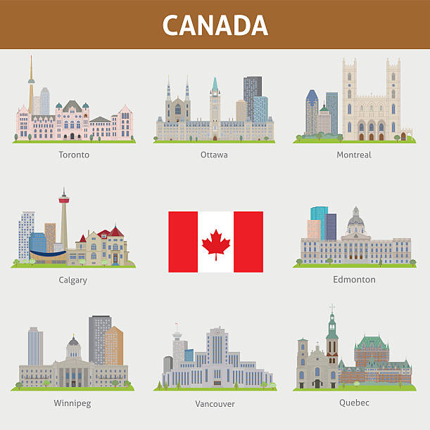 ilustrações, clipart, desenhos animados e ícones de cidades no canadá - vancouver skyline canada panoramic