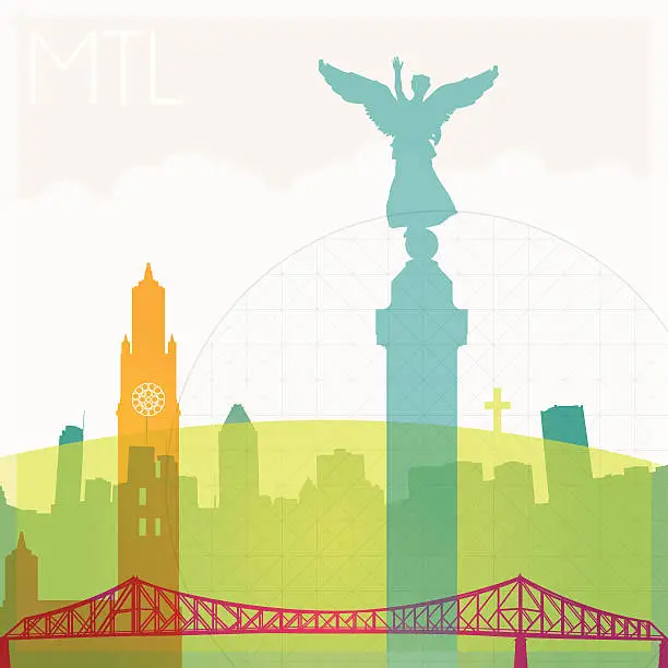 Vector illustration of Montreal city silhouettes