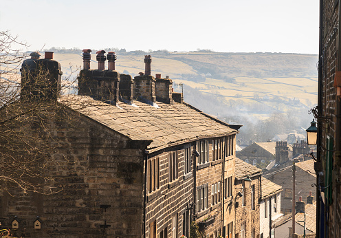 Old stone terrace houses in Haworth, home of the Bronte sisters.