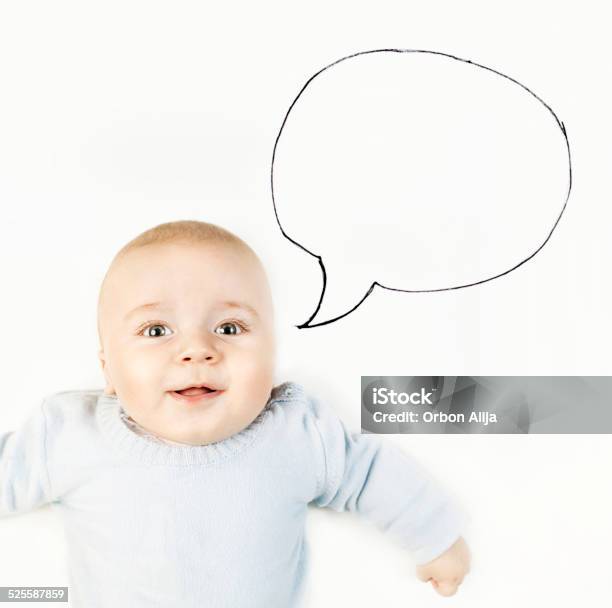Baby With Speech Bubble Stock Photo - Download Image Now - 2-5 Months, Babies Only, Baby - Human Age
