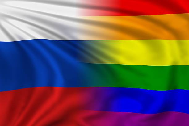 ロシア、レインボーフラグ - symbols of peace flag gay pride flag banner ストックフォトと画像