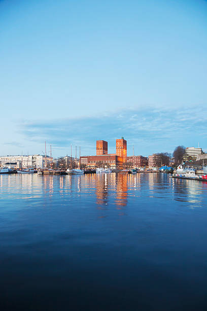 Oslo harbor with the City Hall and Aker pier at left.