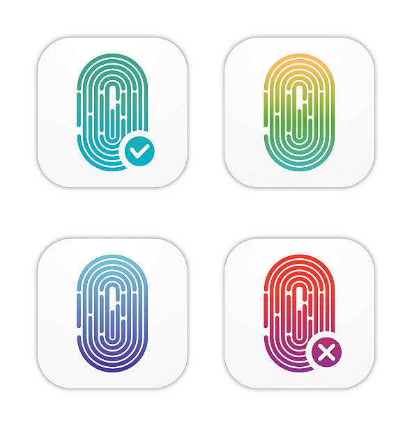 ilustrações, clipart, desenhos animados e ícones de id ícones de impressão digital - fingerprint thumbprint identity red