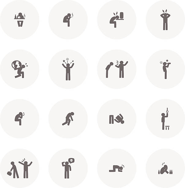 Stressed Vector File of Stressed Icon Set leading attitude stock illustrations