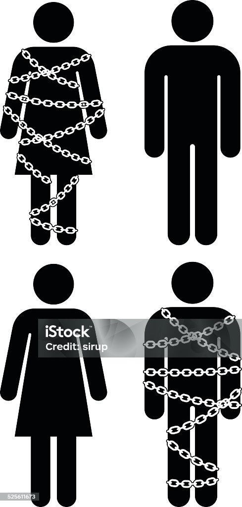 Silhouette People With Chains On White Background Stock Illustration ...