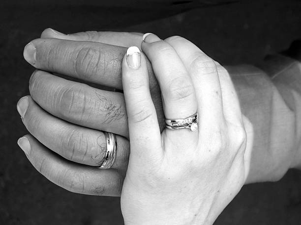 istock Black & White Bride and Groom wedding hands only 525613005