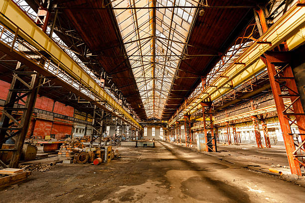 istock Electricity distribution hall in metal industry 525614275