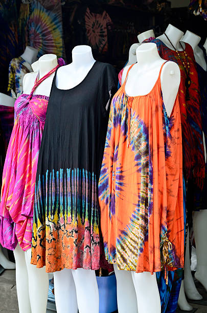 istock Multi-color tie dye dress at weekend market 525623997