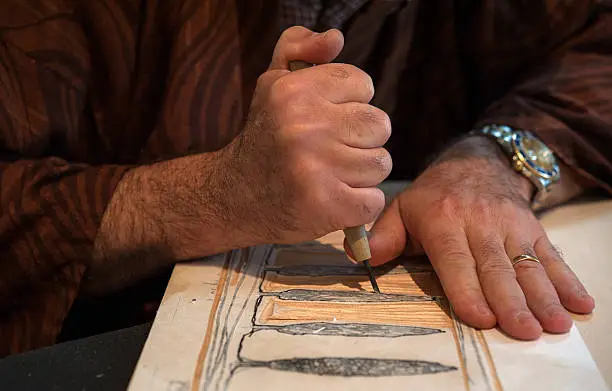 The ancient japanese woodblock printmaking called Moku Hanga