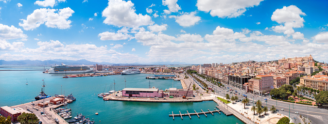 Panoramic view of Cagliari city in a beautiful sunny day